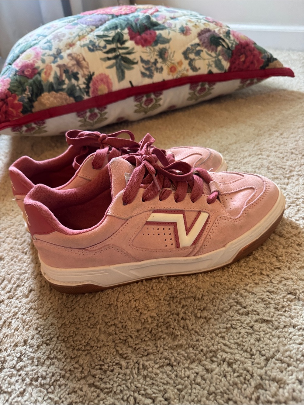 Women’s Pink Vans Suede Lace-Up Sneakers